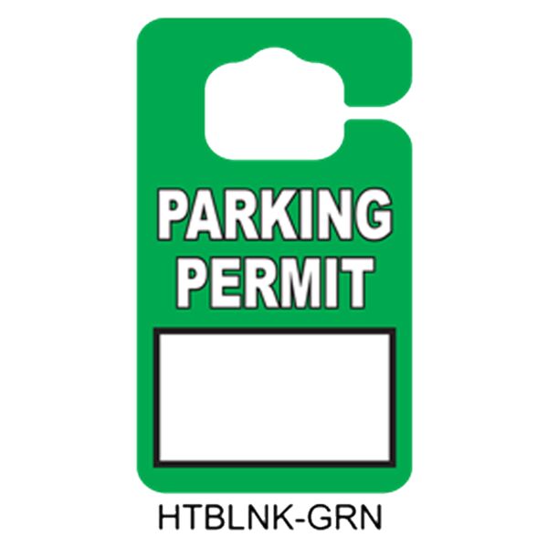Write-On Blank Hang Tag Parking Green Permits Thumbnail